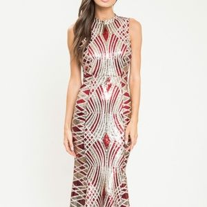 Gold & Red Sequin Dress